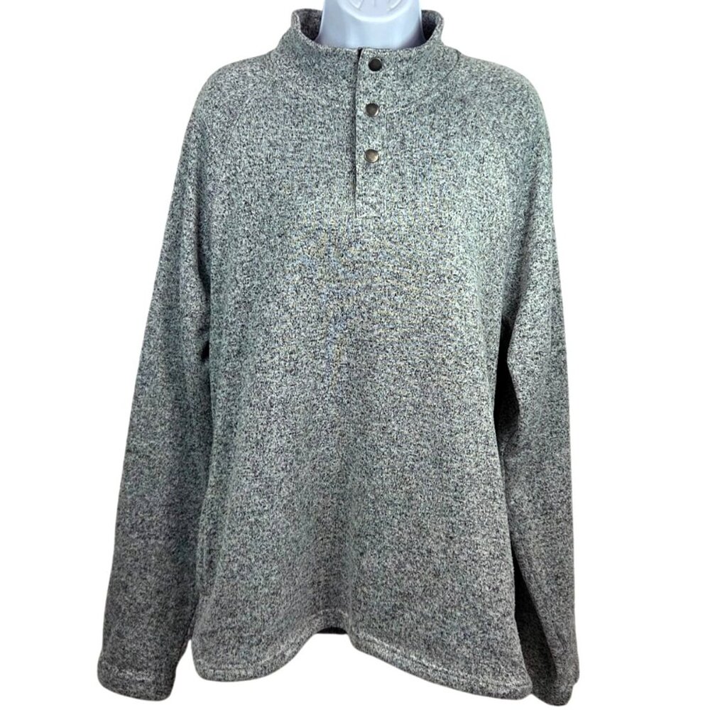 Sonoma Goods For Life Mens X-Large Gray Pullover Fleece Sweater 3-Button Collar